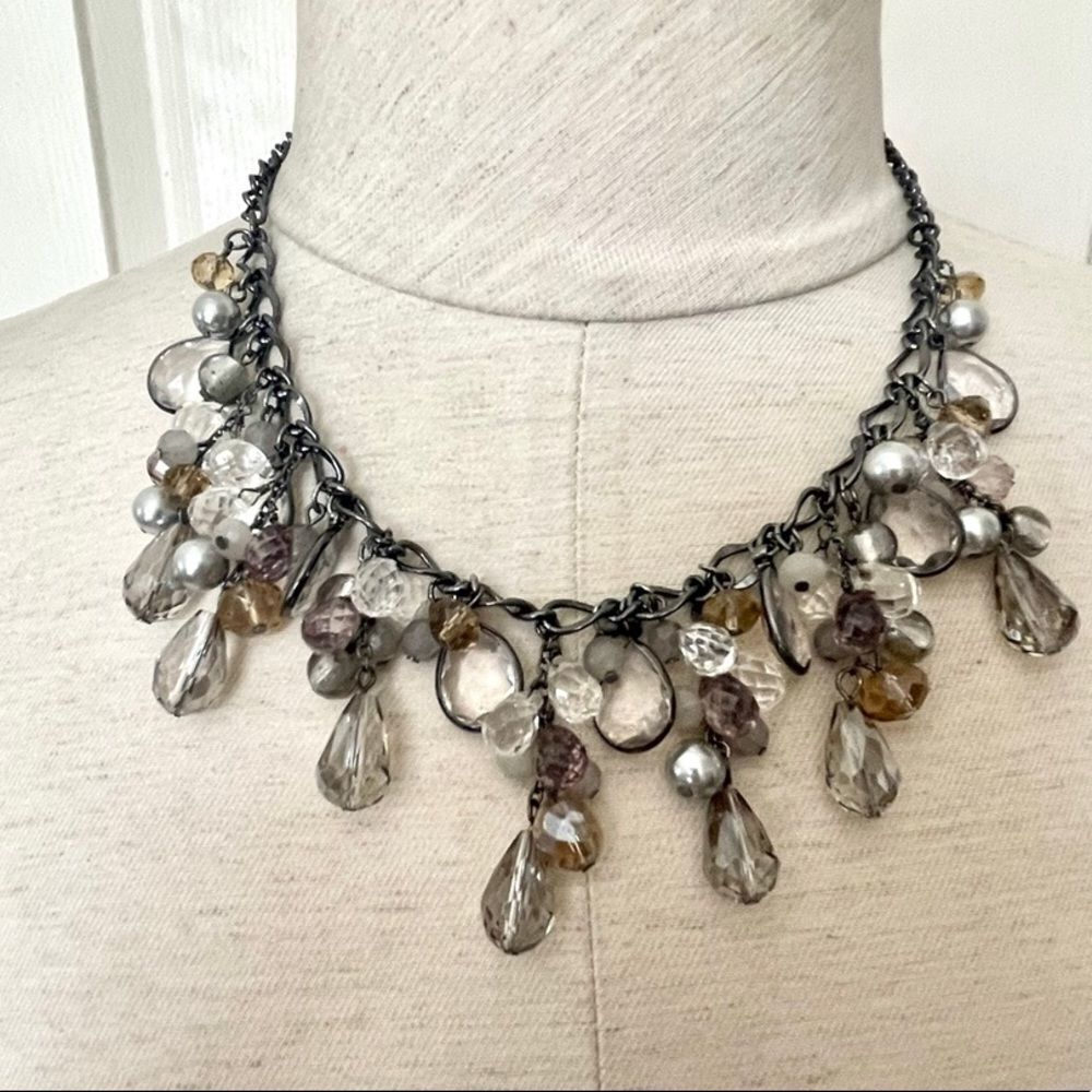 Loft multi crystal bead statement necklace